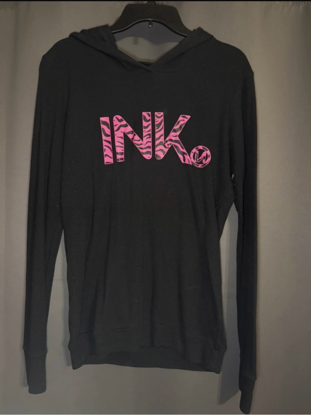 INK ADDICT Black Hoodie Sweater with Pink Zebra Logo